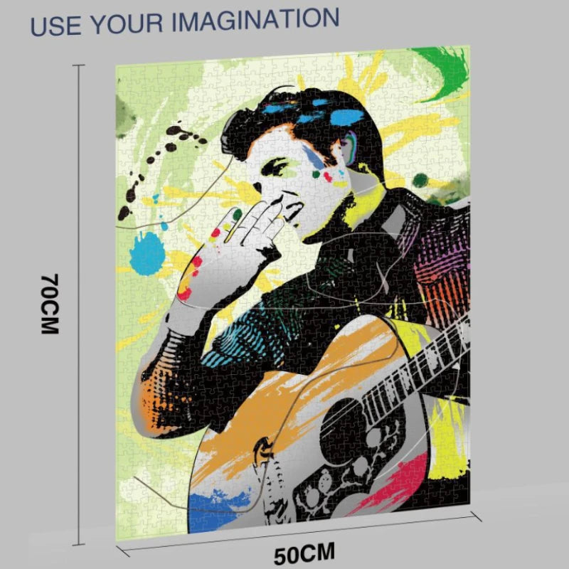 70*50cm Adult 1000 Pieces Jigsaw Puzzle | Elvis Presley Famous Celebrity Series Art Painting | Stress Reducing Toys