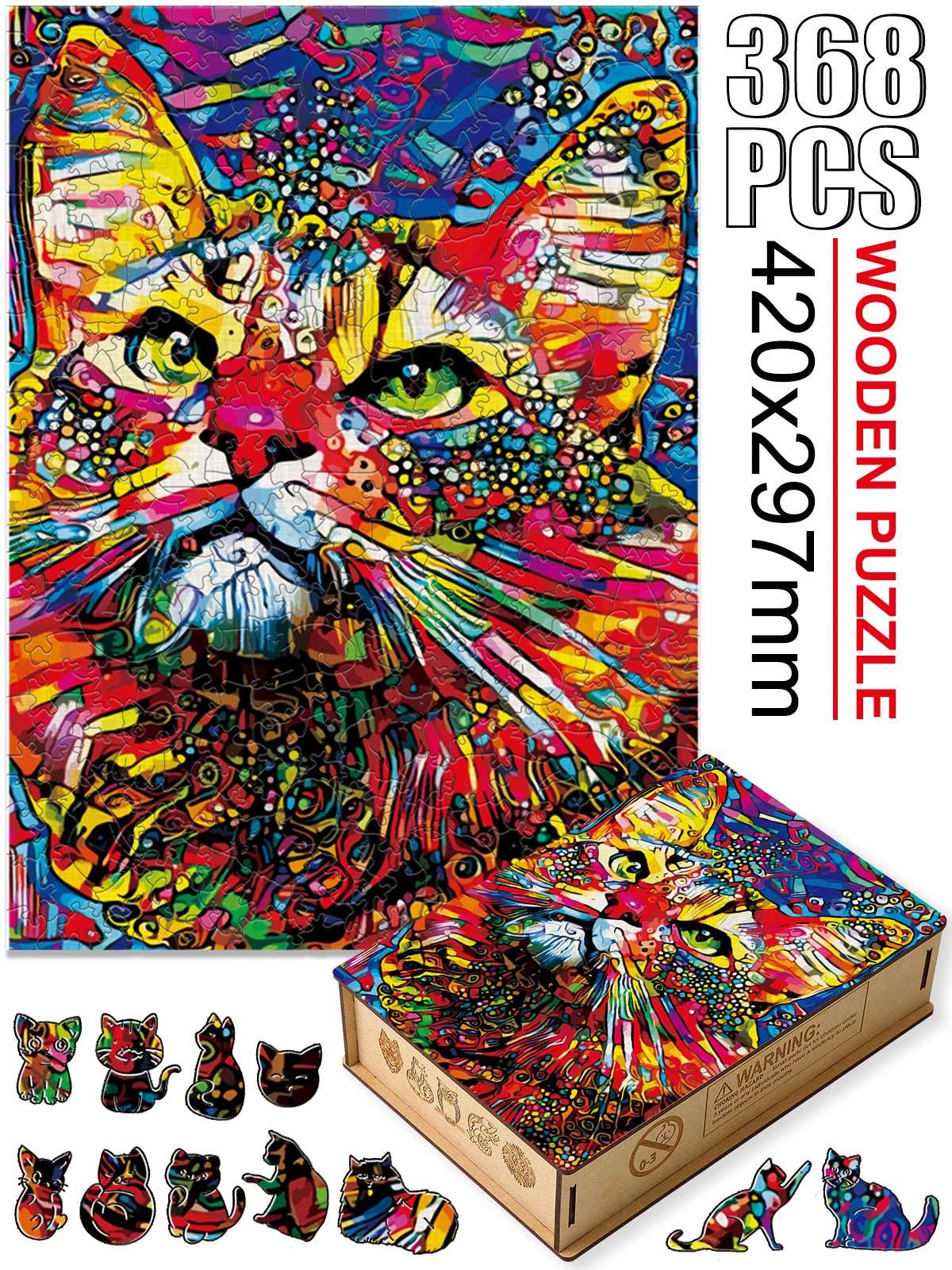 Colorful Kitty Jigsaw Puzzle | Animal Board Set