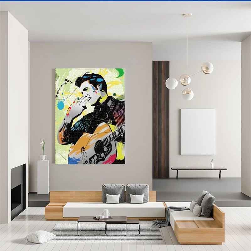 70*50cm Adult 1000 Pieces Jigsaw Puzzle | Elvis Presley Famous Celebrity Series Art Painting | Stress Reducing Toys