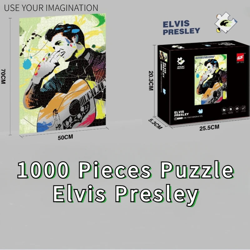 70*50cm Adult 1000 Pieces Jigsaw Puzzle | Elvis Presley Famous Celebrity Series Art Painting | Stress Reducing Toys
